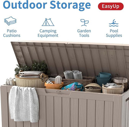 EasyUp Outdoor Storage Box 100 Gallon Waterproof Resin Deck Boxes Grey | - Image 4