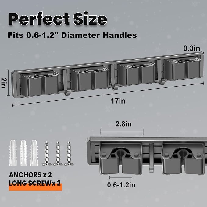 Broom Holder Wall Mount, Mop and Broom Hanger Wall Mount - Image 3