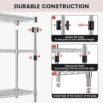 Xcity Storage Shelves, 5 Tier Heavy Duty Metal Shelving Unit, 2000 LBS - Image 6