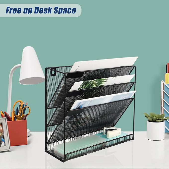 EASEPRES Desk File Organizer Mesh 4-Tier, Hanging Wall Mount Document - Image 5
