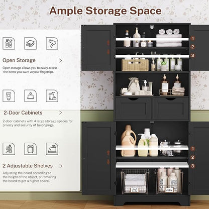 Iwell 57.8" H Tall Storage Cabinet - Image 4