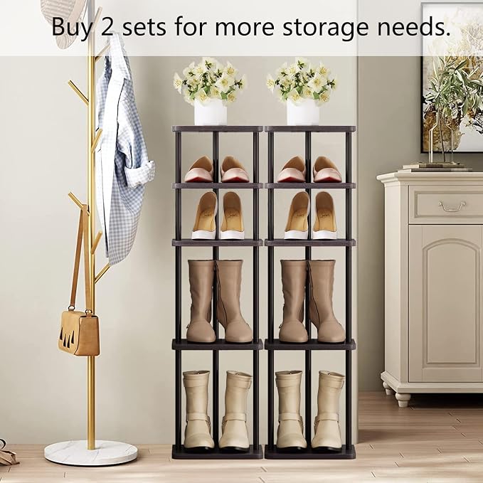 SORCEDAS Shoe Rack Vertical Shoe Shelf Narrow Tall Storage - Image 5