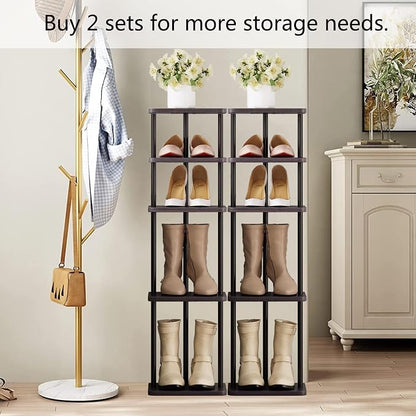 SORCEDAS Shoe Rack Vertical Shoe Shelf Narrow Tall Storage - Image 5
