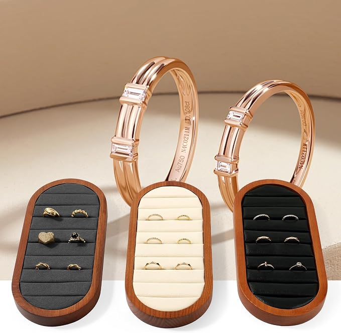 Small Jewelry Rings Display Tray Solid Wood Jewelry Display Organizer Tray - Image 3