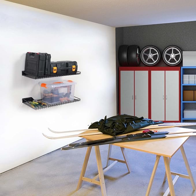 Wallmaster Garage Wall Shelf 2 Pack 23.6"x11.8" Wall Mount Heavy Duty Metal - Image 2