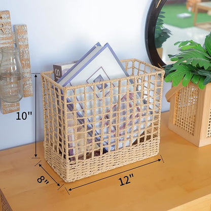 YRMT Magazine Holder Paper Rope Woven Storage Basket - Image 3
