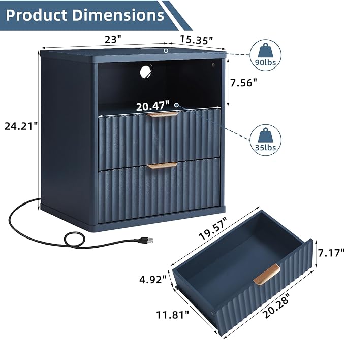 LEYAOYAO Fluted Nightstand - Image 2