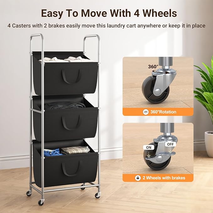 ELYKEN 120L Vertical Rolling Laundry Hamper - Image 7