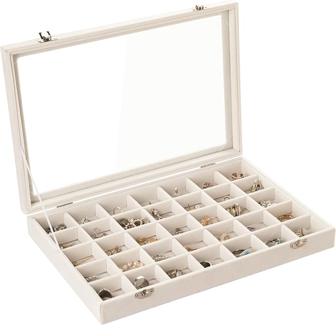 Frebeauty Velvet Jewelry Tray, 35 Grid Jewelry Organizer by Frebeauty