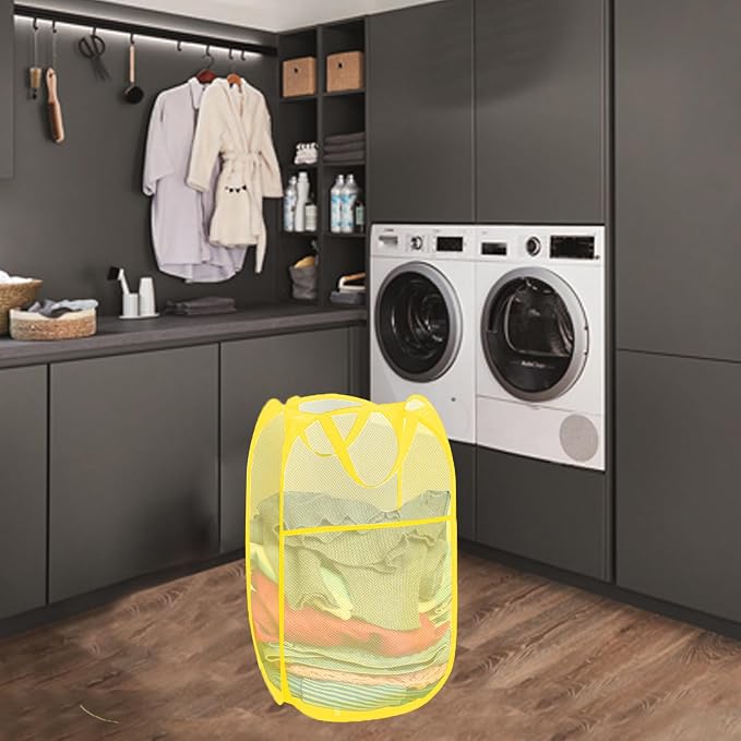 Pop Up Laundry Basket Mesh Collapsible Laundry Basket Foldable Popup Hamper - Image 5