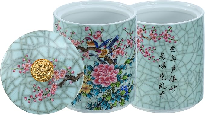 Enamel Ceramic Tea Caddy Tea Canister Tea Storage Container Tins Jar - Image 4