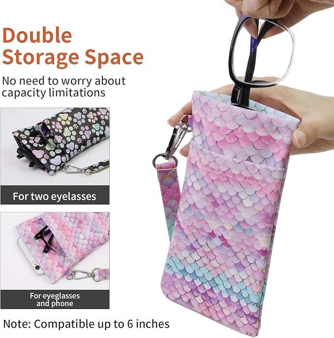 Double Eyeglass Case Soft Dual Glasses Case - Image 6