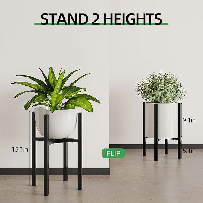 Adjustable Metal Plant Stand Indoor, Fits 9-15 Inch Pots, Mid Century Modern - Image 6