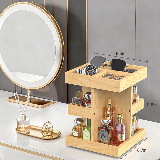 Cologne Organizer for Men Rotating Bathroom Counter Organizer, 3-Tier Solid - Image 3