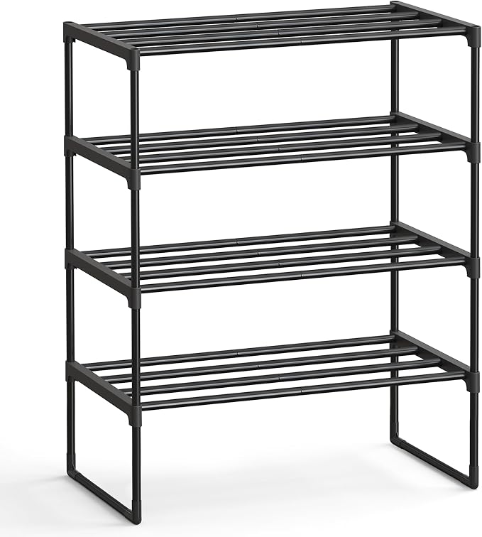 SONGMICS Shoe Rack, 4-Tier Shoe Organizer, Metal Storage Shelf, Upright or by Unknown
