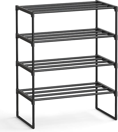SONGMICS Shoe Rack, 4-Tier Shoe Organizer, Metal Storage Shelf, Upright or by Unknown