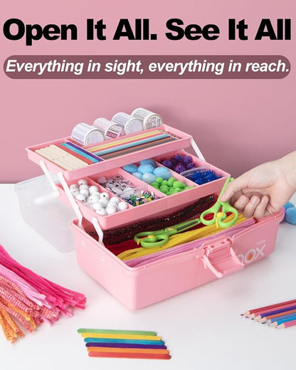 TERGOO 12in 3-Layer Plastic Craft Organizers and Storage, Portable Folding - Image 5