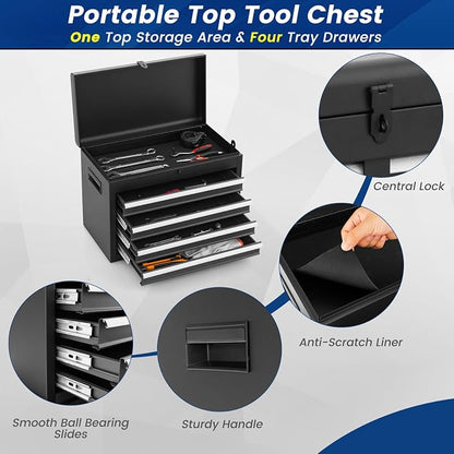 Goplus Rolling Tool Chest, 5-Drawer Tool Box Organizer w/Lockable Wheels & - Image 5