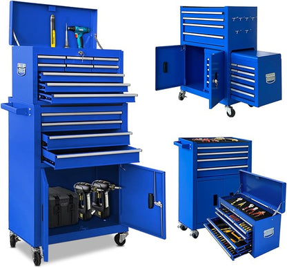 Tool Chest 13-Drawer with Double Door Handle, 2 in 1 Detachable Rolling Tool by TOKUWA