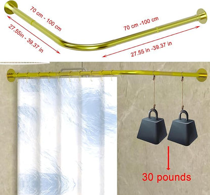 Corner Shower Curtain Rod Adjustable Stainless Steel L Shaped Rack Drill Free - Image 2