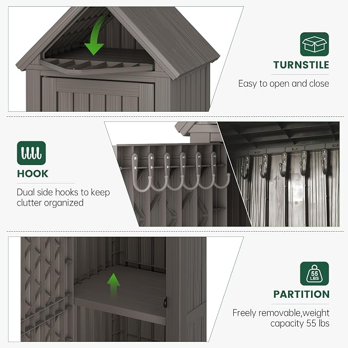 Bifanuo Deck Box Storage Shed Outdoor Storage Cabinet, Vertical Waterproof - Image 2