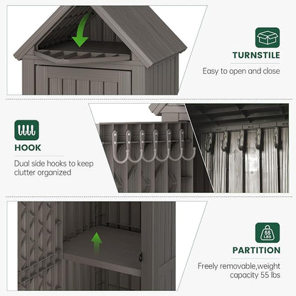 Bifanuo Deck Box Storage Shed Outdoor Storage Cabinet, Vertical Waterproof - Image 2