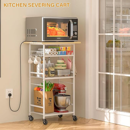 Rolling Kitchen Microwave Cart, 4 Tier Microwave Table Stand - Image 7