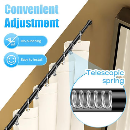 AIZESI 2pcs Adjustable Curtain Rod No Drilling Black Spring Tension Rod - Image 4