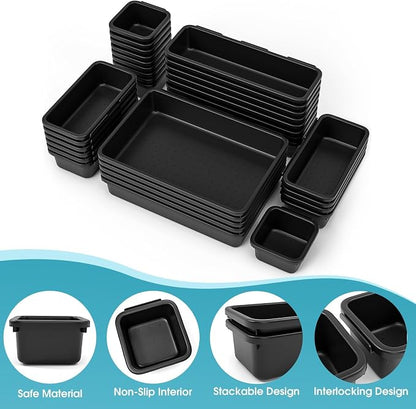 33 PCS Drawer Organizer Set, 4 Size Makeup Drawer Divider Organizer - Image 3