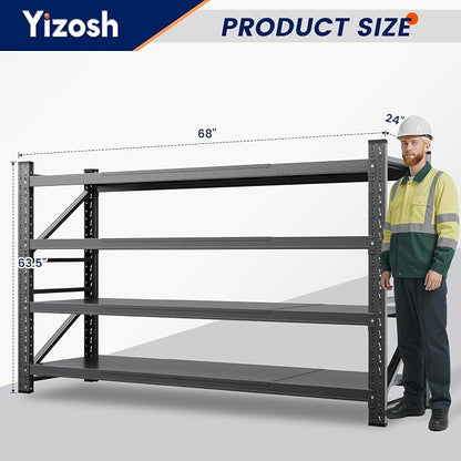 Yizosh 68" W Metal Garage Storage Shelves, Heavy Duty Adjustable Steel - Image 2
