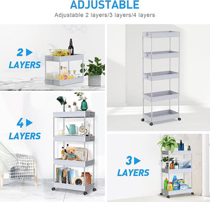 SPACEKEEPER 5-Tier Rolling Cart, Bathroom Storage Organizer Utility Cart - Image 4