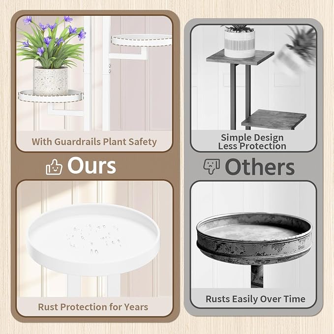 LASZOLA White 5 Tiered Plant Stand Indoors Heavy Duty Metal Rack, Sturdy Multi - Image 4