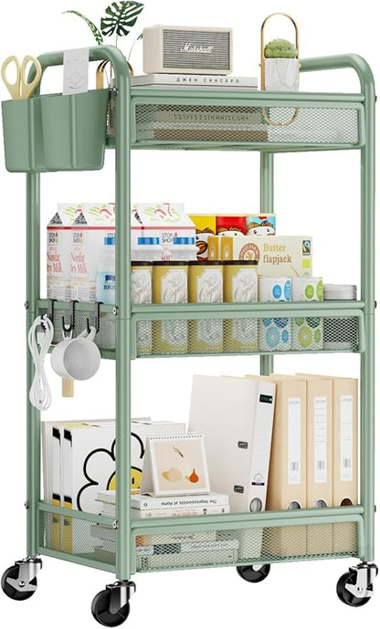 YASONIC 3 Tier Rolling Cart – Metal Utility Storage Carts by YASONIC