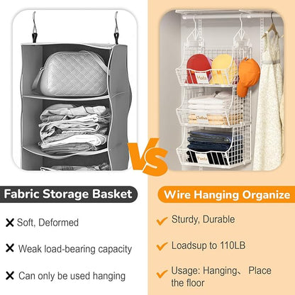 Hanging Closet Organizers and Storage, 3 Tier Closet Shelf Clothes Organizer - Image 6