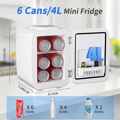 Mini Fridge, 4 Liter/6 Cans Small Refrigerator - Image 2
