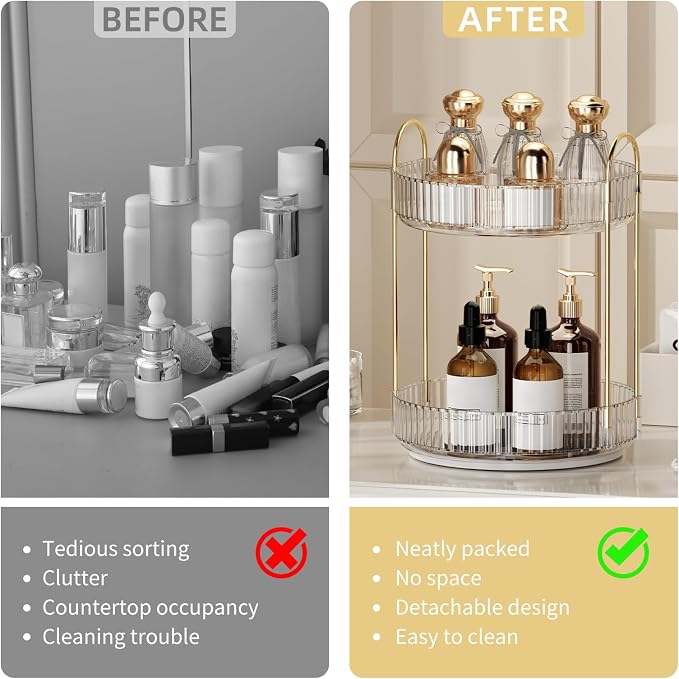 360° Rotating Makeup Organizer for Vanity - Image 4