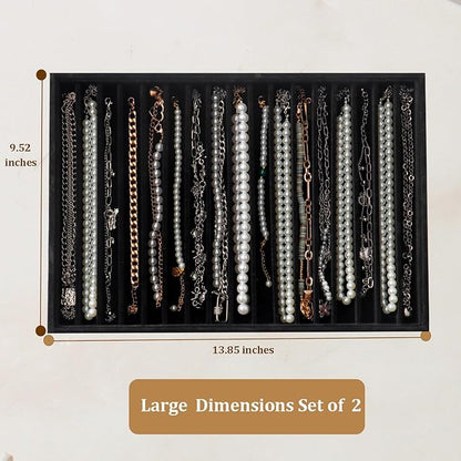 Large Velvet Jewelry Tray 2 Pack Stackable Jewelry Display Drawer Inserts Trays - Image 5