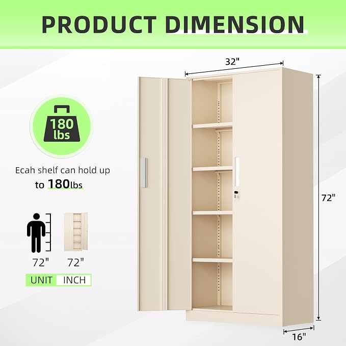 INTERGREAT Tall Metal Storage Cabinet, Utility Cabinets - Image 3