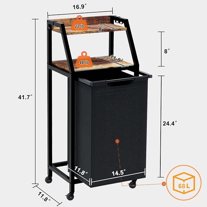 Laundry Hamper, Laundry Sorter, Rolling Laundry Basket - Image 7