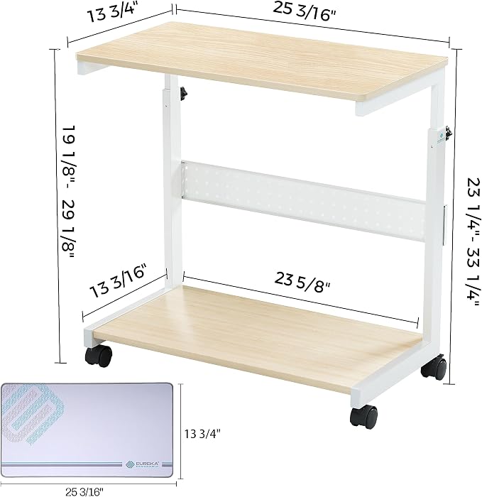EUREKA ERGONOMIC PC Stand Computer Cart, Height Adjustable Tower Stand 2-Tier - Image 7