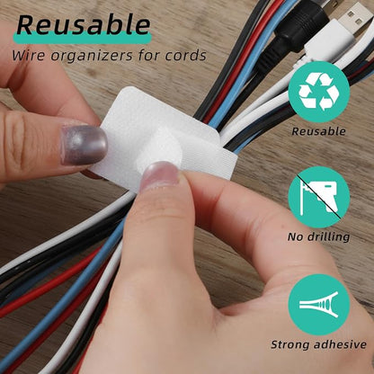 100Pcs Hook and Loop Cable Straps, Adhesive Wire Management Appliance Cord - Image 5