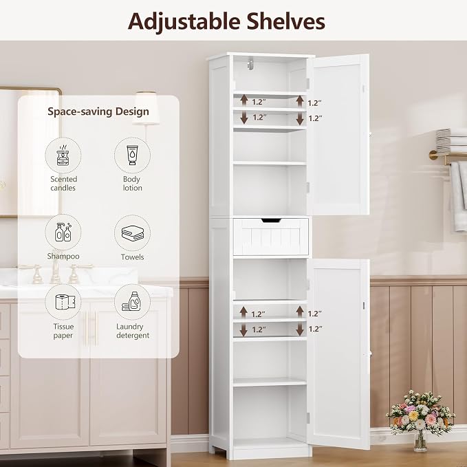 Iwell 67" Tall Bathroom Cabinet, Storage Cabinet - Image 4