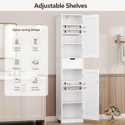 Iwell 67" Tall Bathroom Cabinet, Storage Cabinet - Image 4