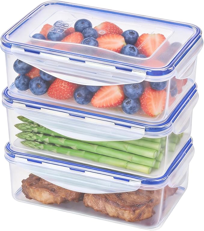 KIGI Food Storage Containers, 4 Sided Locking Lids, Leak-Proof & Stackable by KIGI