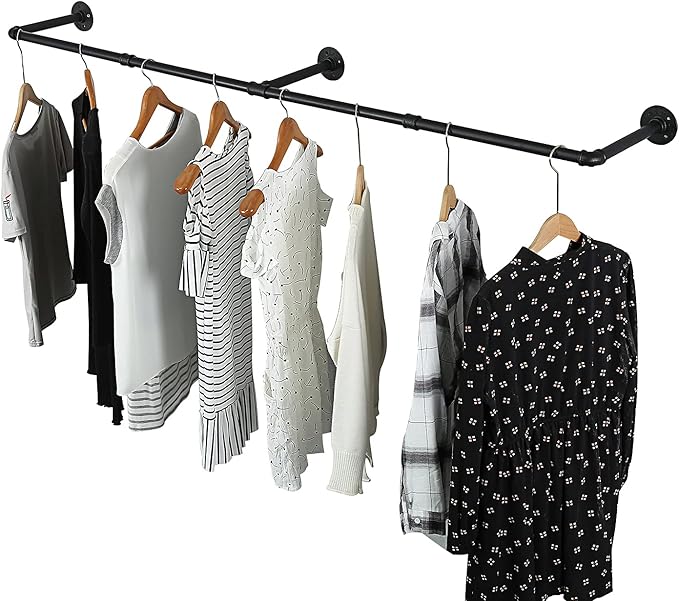 Oroonoko 72inch Industrial Pipe Clothes Rack Wall Mount by Oroonoko