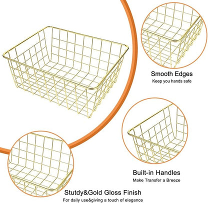 4 Pack Gold Wire Baskets for Organizing, Wire Storage Basket Metal Storage - Image 3