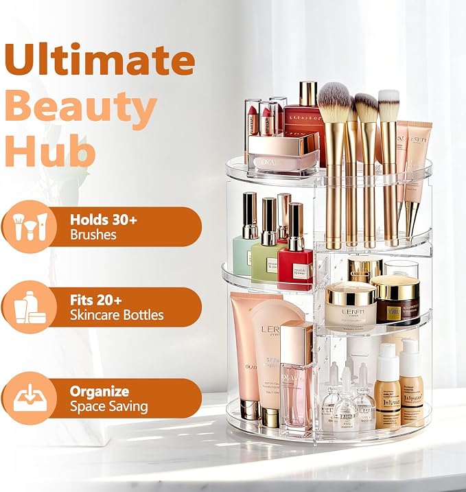 DOZZZ Makeup Organizer 360-Degree Rotating - Image 2