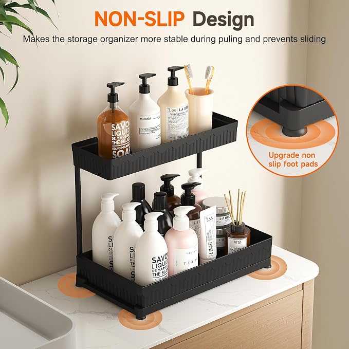 Sevenblue 3 Pack Multi-Purpose Pull-Out Storage Organizers, 2-Tier L-Shaped - Image 4