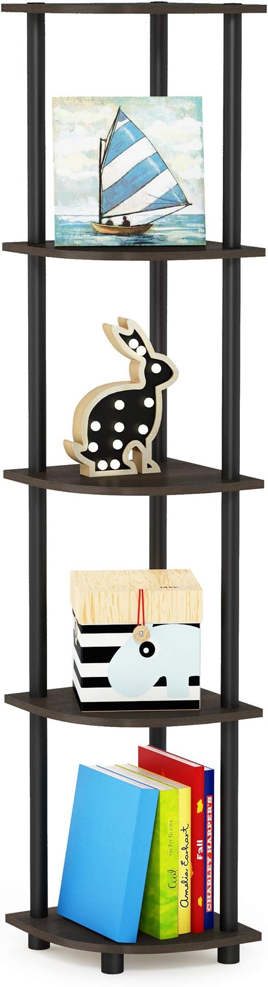 Furinno TURN-N-TUBE Corner Shelf, 5-Tier Corner Bookshelf, Open Storage Shelves - Image 8