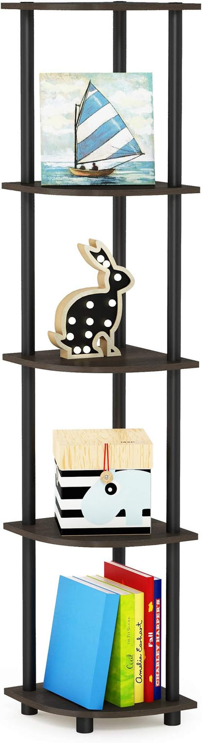 Furinno TURN-N-TUBE Corner Shelf, 5-Tier Corner Bookshelf, Open Storage Shelves - Image 8